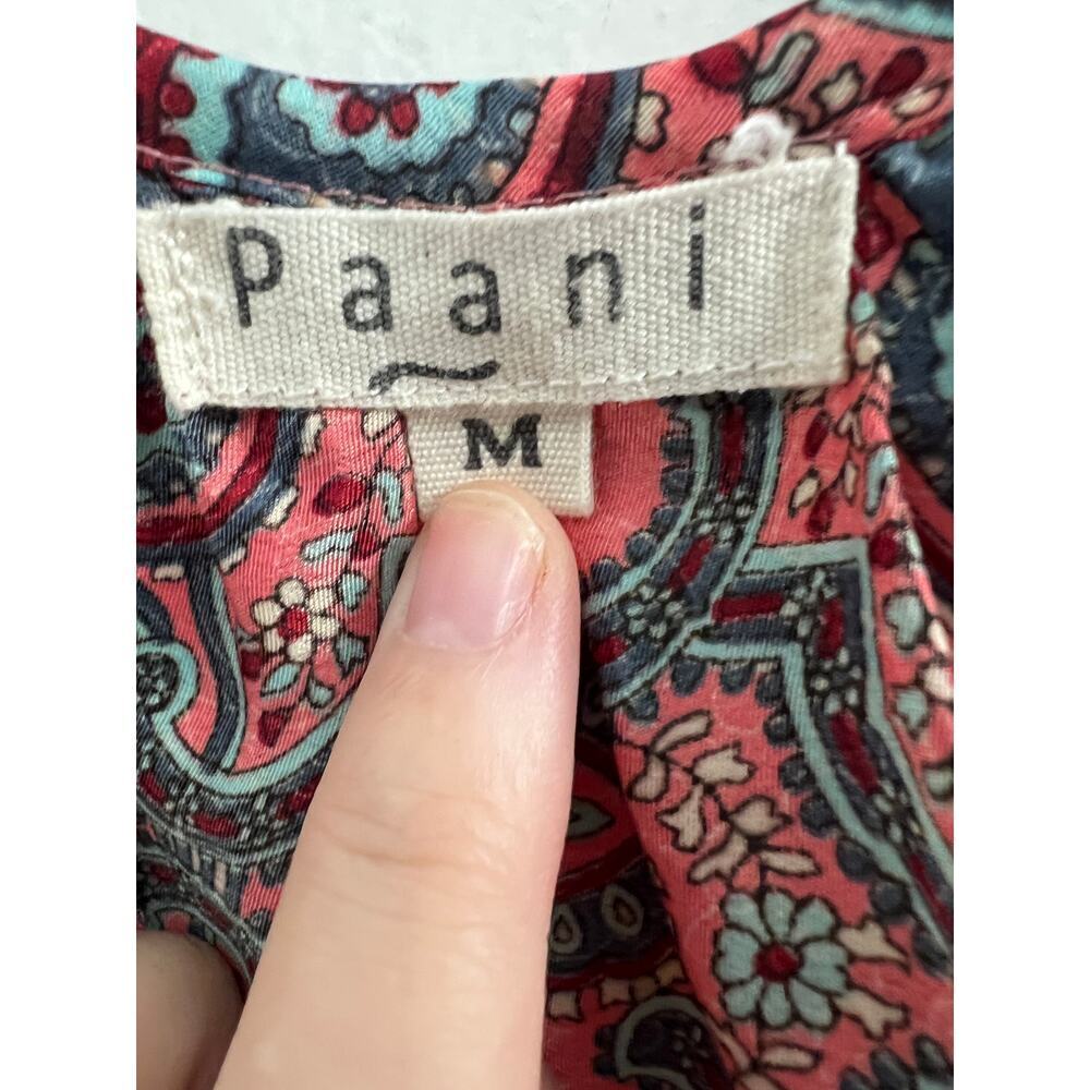 Paani Anthropologie Pink Coral Paisley Metallic Gold Swing Dress size M - Picture 4 of 5